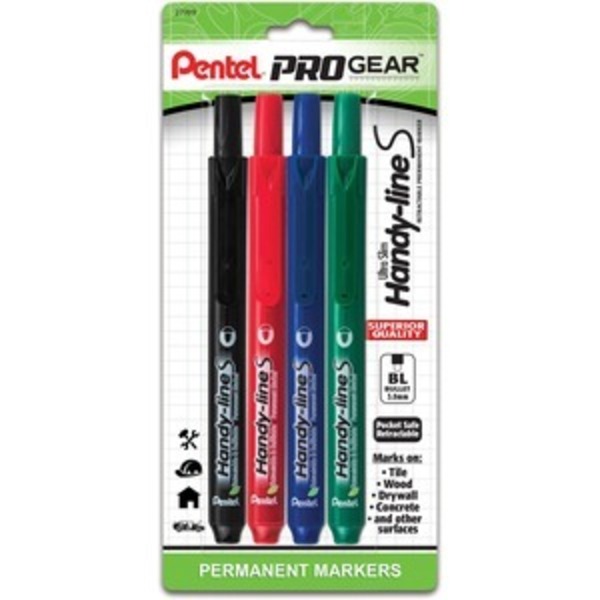 Pentel Marker, Prmnnt, Ast, 4PK PENNXS15PGBP4M